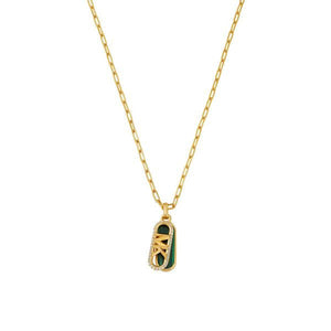 MICHAEL KORS Premium gyllt hálsmen með Malachite og zirkonia MKJ8274