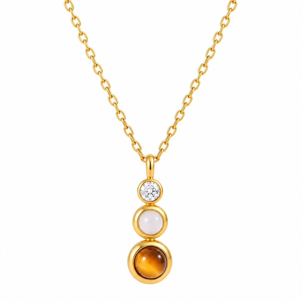 ASTORÍA Sienna gyllt hálsmen með náttúrusteinum | Tiger eye