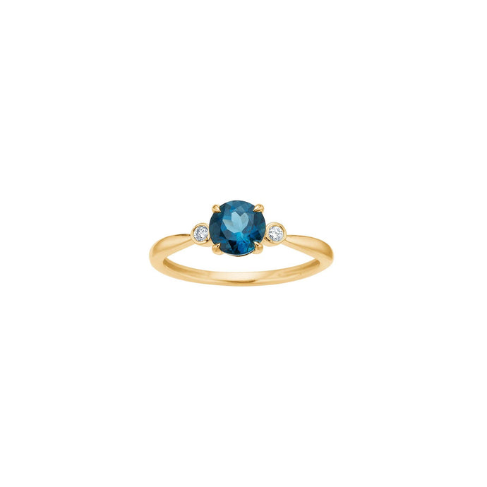 Gullhringur 14k með London Tópas og 0.08ct demöntum