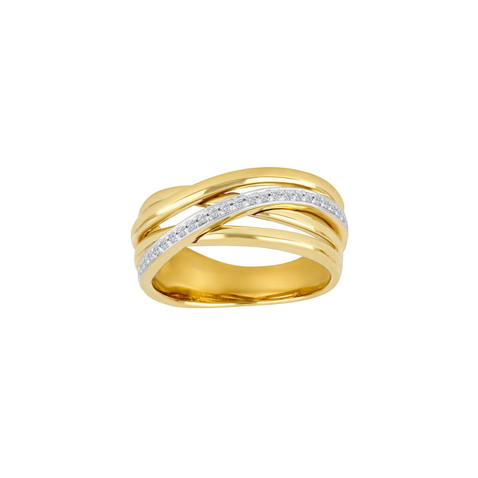 Gullhringur 14k með 0.13ct demöntum