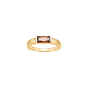NORDAHL Facet gold-plated silver ring with brown zirconia ●095950
