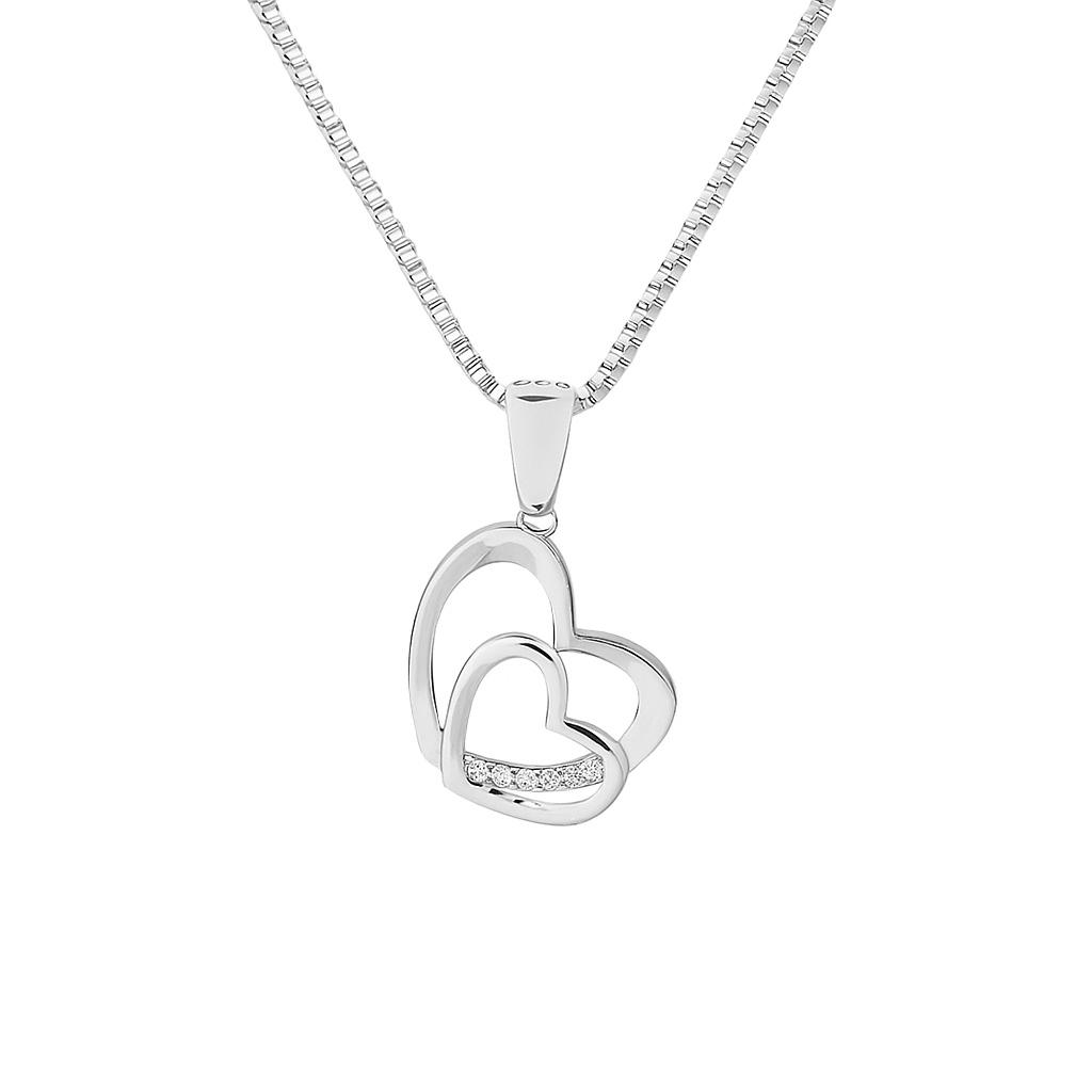 Silfurhálsmen með zirkonia steinum