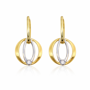 14kt gold and white gold earrings with 0.03ct diamonds