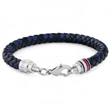 TOMMY HILFIGER Tyson blátt og svart leðurarmband 2790634