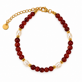 OCEANIA Ivy armband með ferskvatnsperlum | Red carnelian