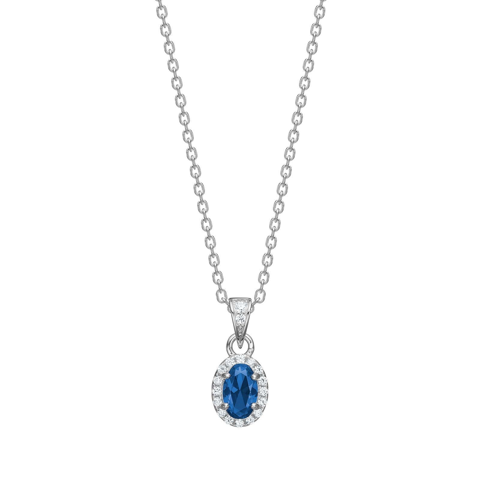 NORDAHL Roset silfurhálsmen með bláum og glærum zirkonia