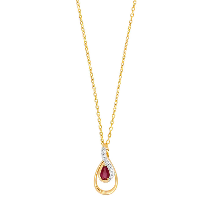 Gullhálsmen 14k með rúbín og 0.024ct demöntum