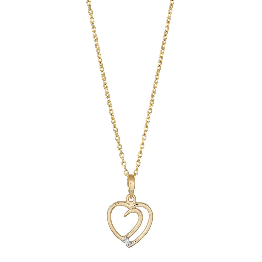 NORDAHL Heart 14kt gullhálsmen með 0.005ct demanti