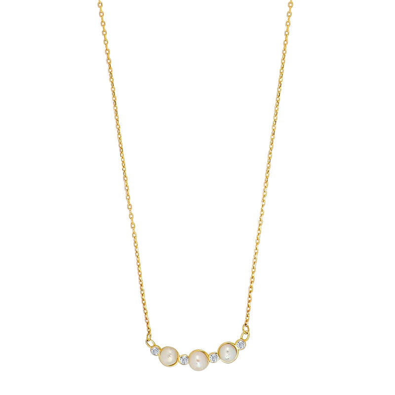 Gullhálsmen 8kt með perlum og zirkonia