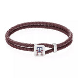 TOMMY HILFIGER Monogram brown leather men's bracelet 2790533