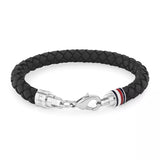 TOMMY HILFIGER Braided svart leður herraarmband 2790545