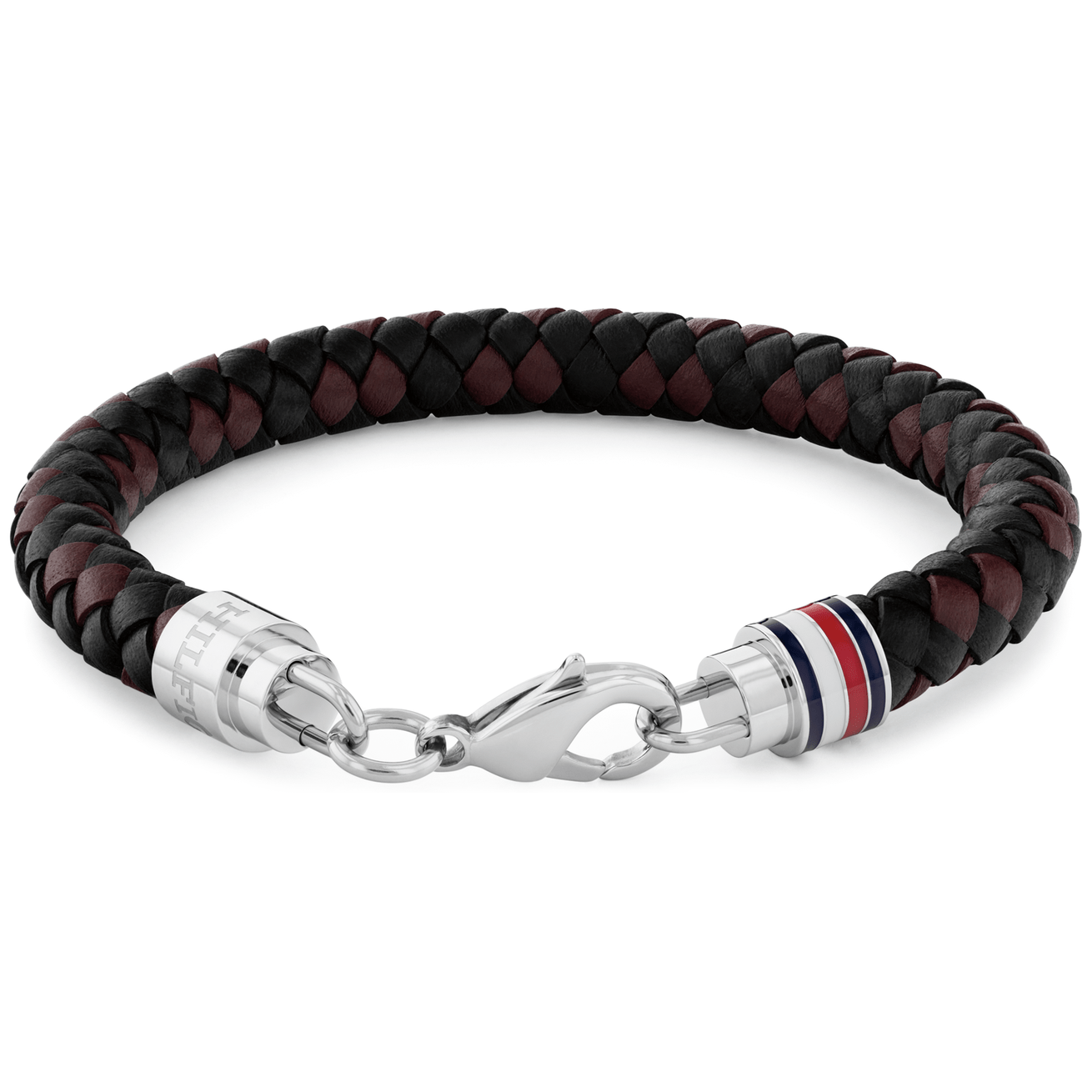TOMMY HILFIGER brúnt og svart leðurarmband