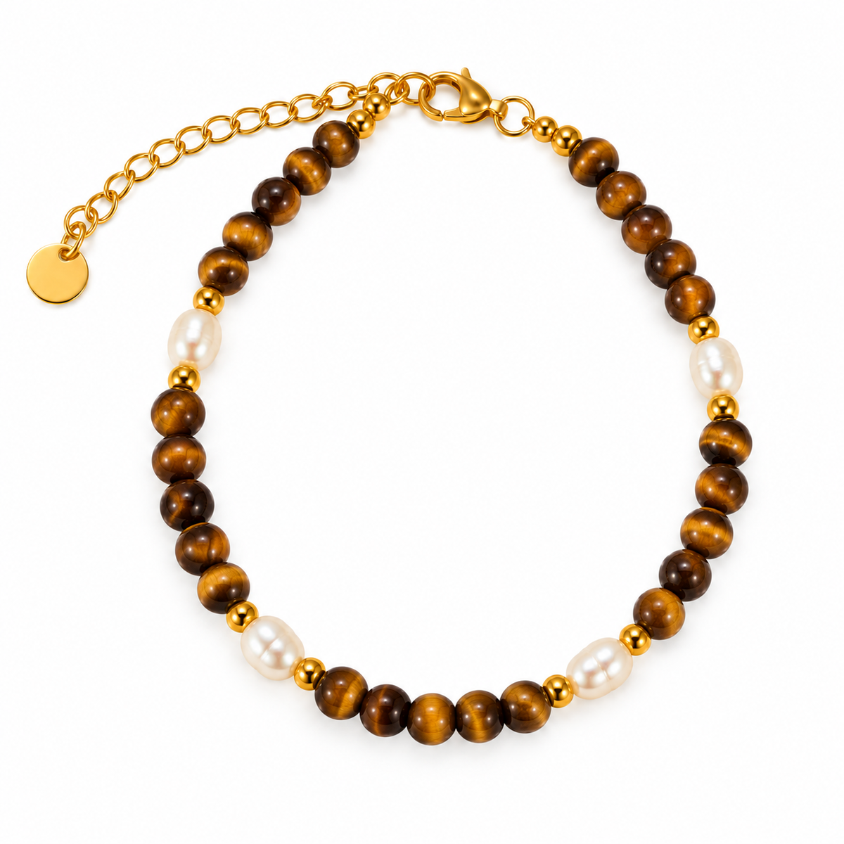 OCEANIA Ivy armband með ferskvatnsperlum | Tiger eye
