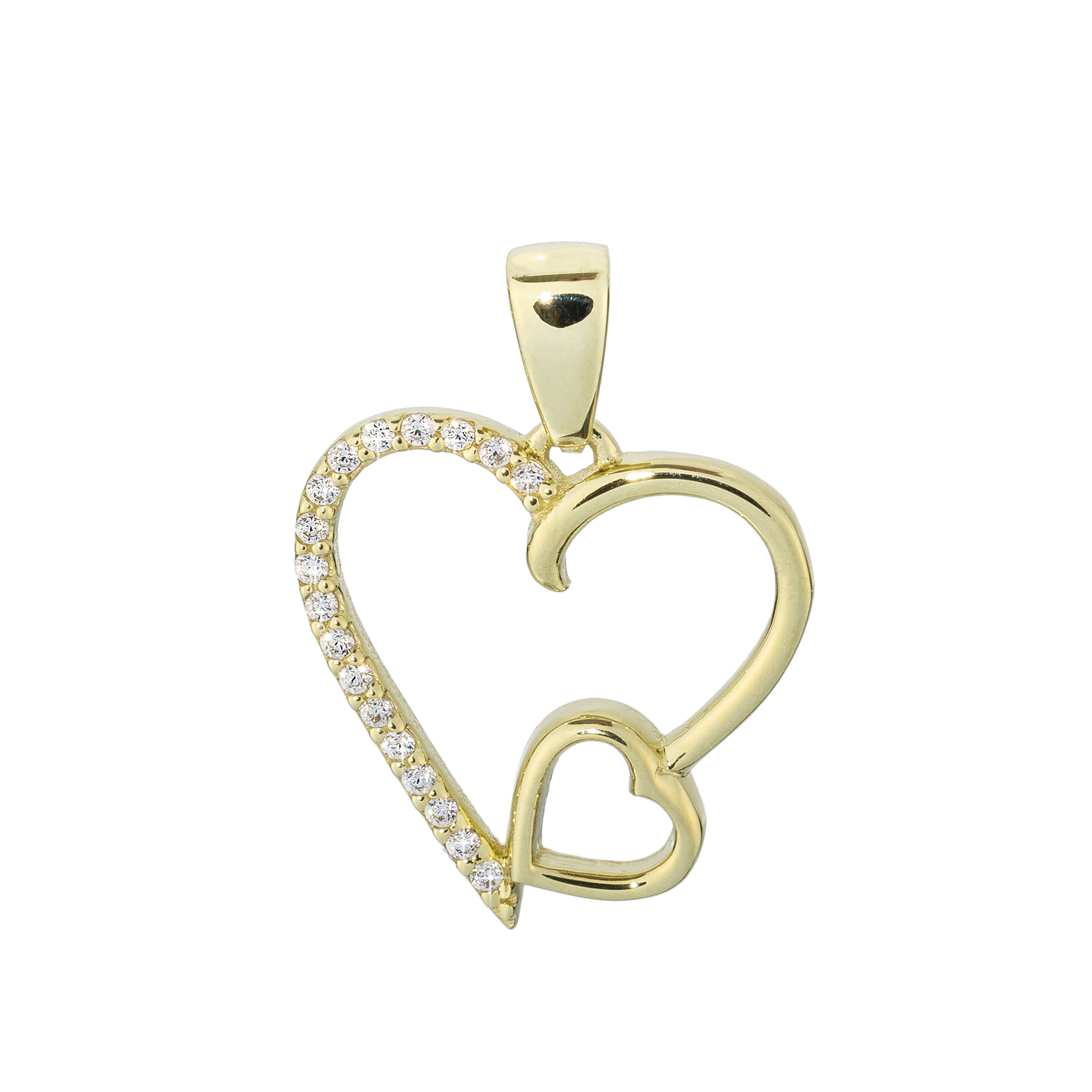 Gullhálsmen hjarta með zirkonia 14k