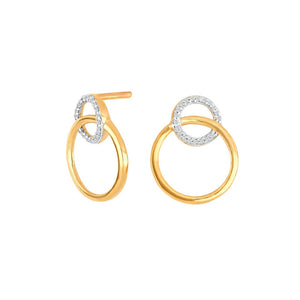 NORDAHL Gulleyrnalokkar 14kt með 0.05ct demöntum