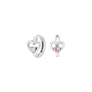 NOA Kids Hearts silfureyrnalokkar með bleikum zirkonia ●980918