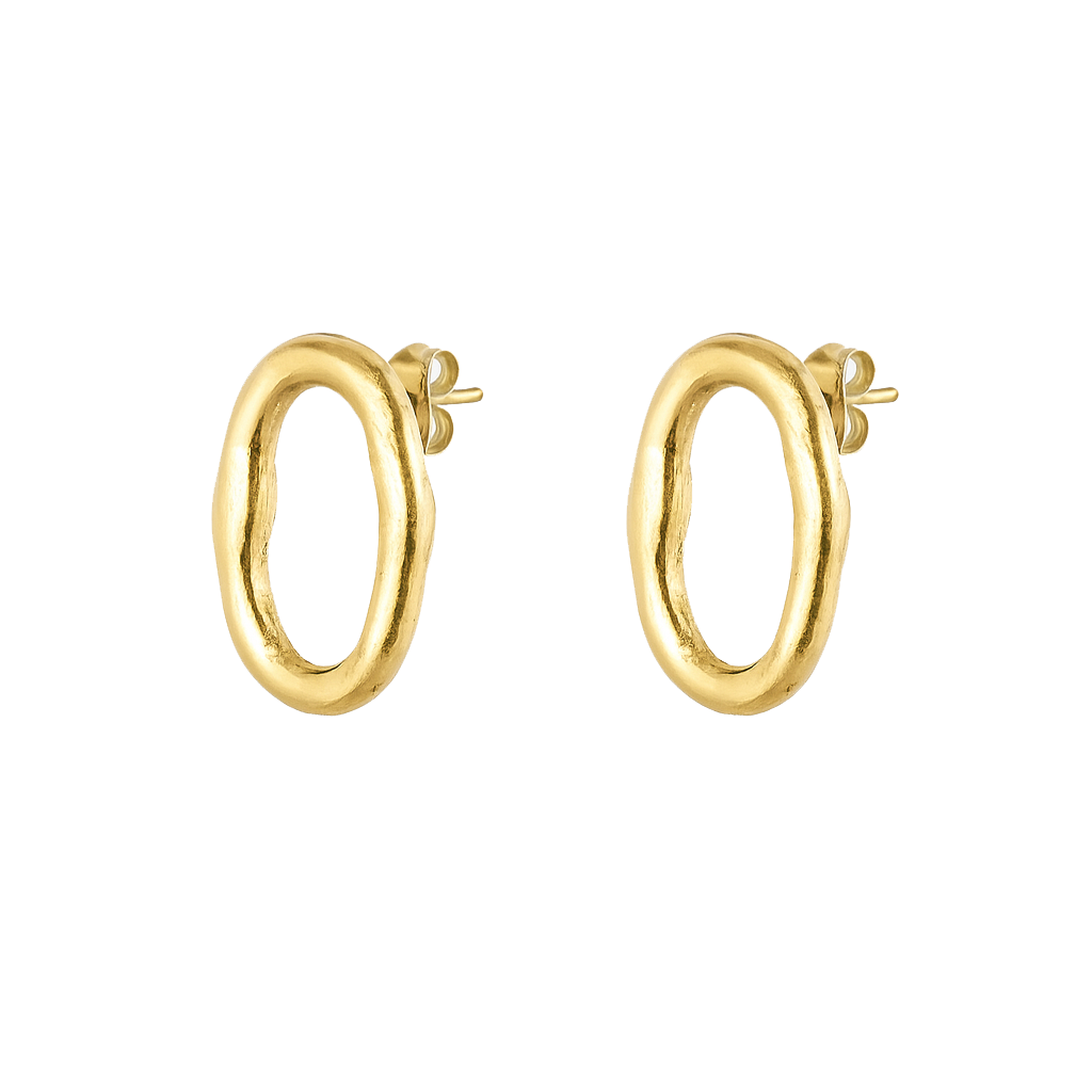 MIRA Oval gylltir eyrnalokkar