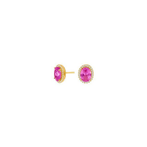 JOANLI Mille Gold-plated silver earrings with pink zirconia ●935900