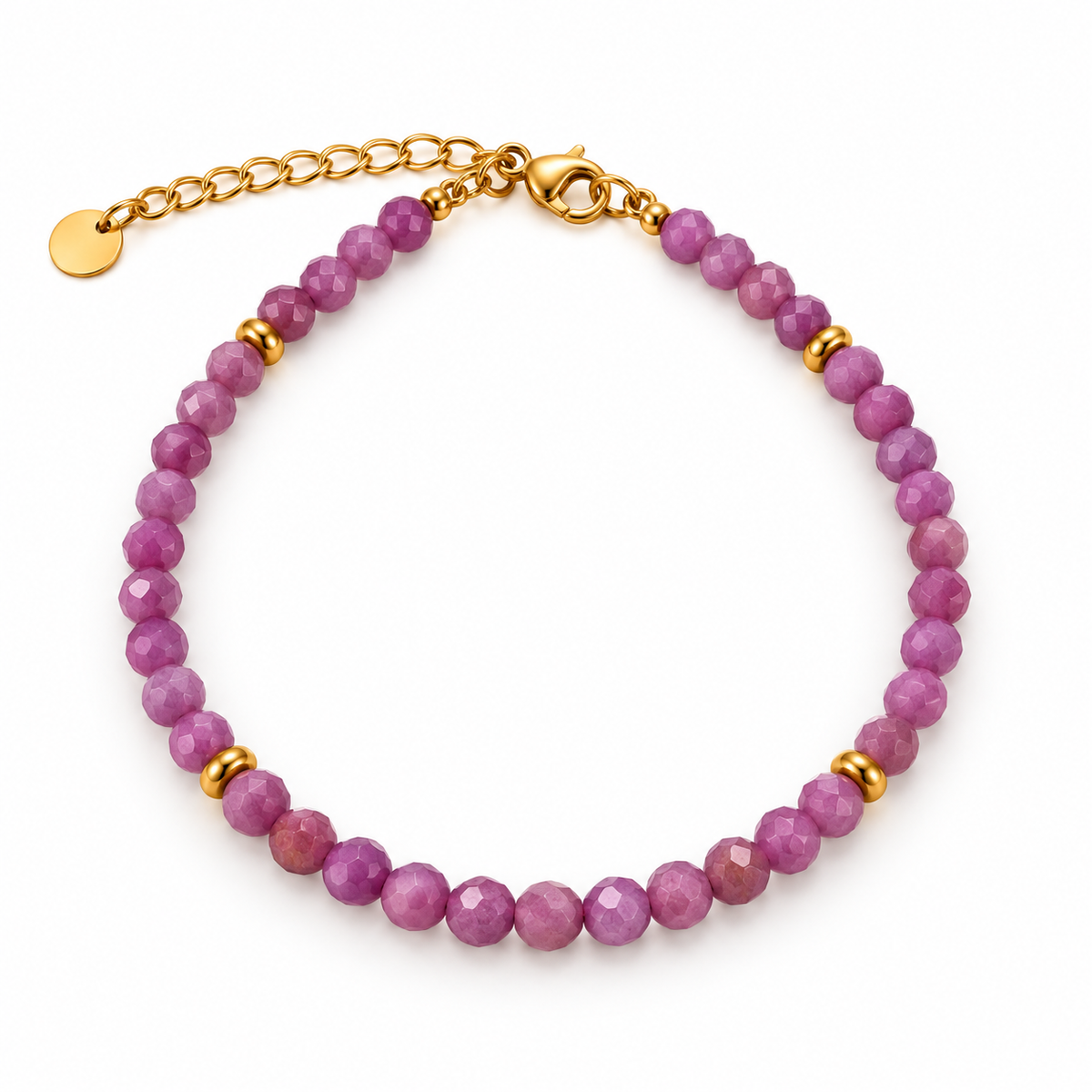 MIRA Gem gyllt steinaarmband | Purple mica