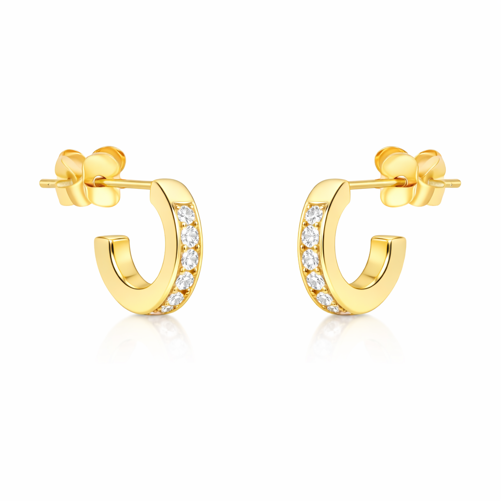 Gulleyrnalokkar 14kt með 0.04ct demöntum