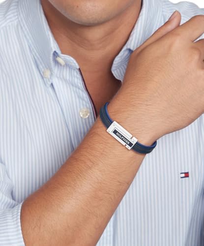 TOMMY HILFIGER blátt leður herraarmband