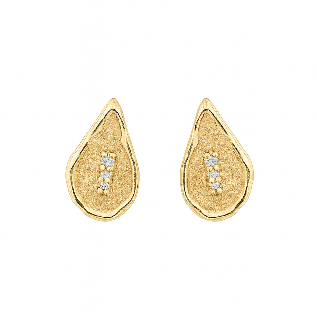 LAUPUR 14k gulleyrnalokkar með 0.06ct demöntum