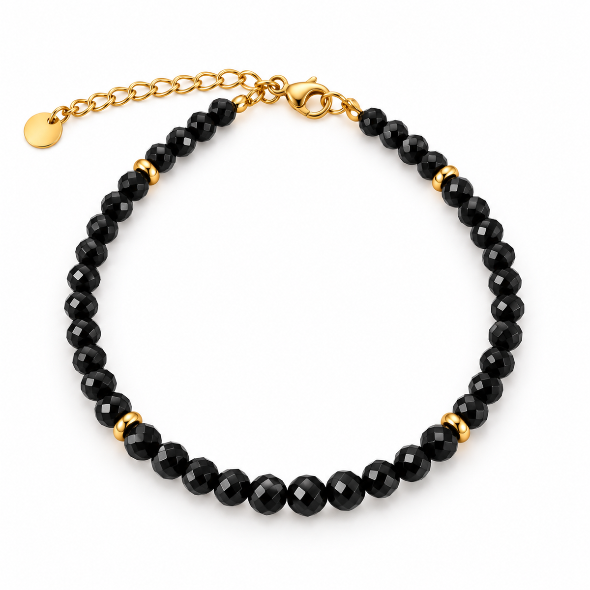 MIRA Gem gyllt steinaarmband | Black spinel