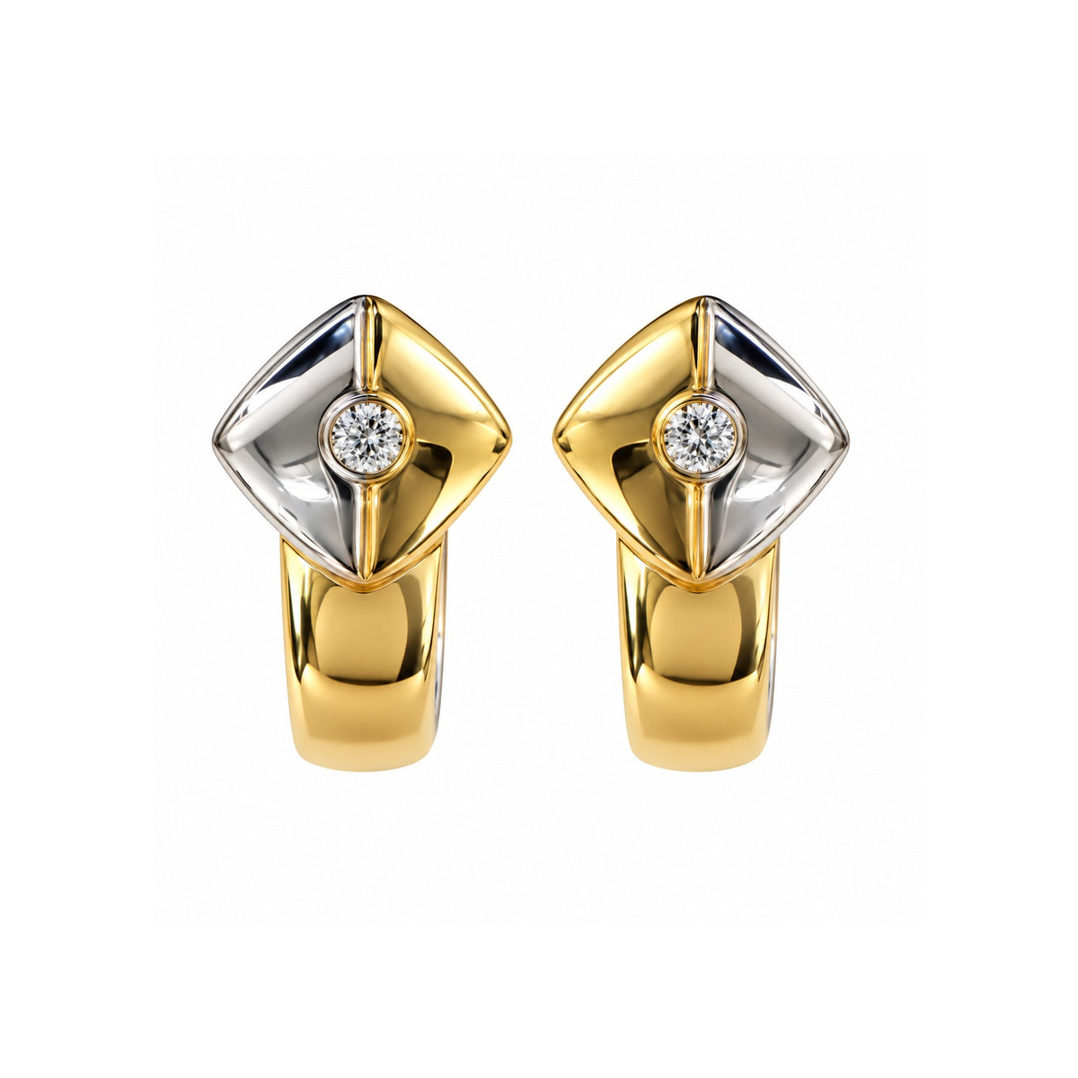 Gold earrings 14kt with diamonds 0.08ct