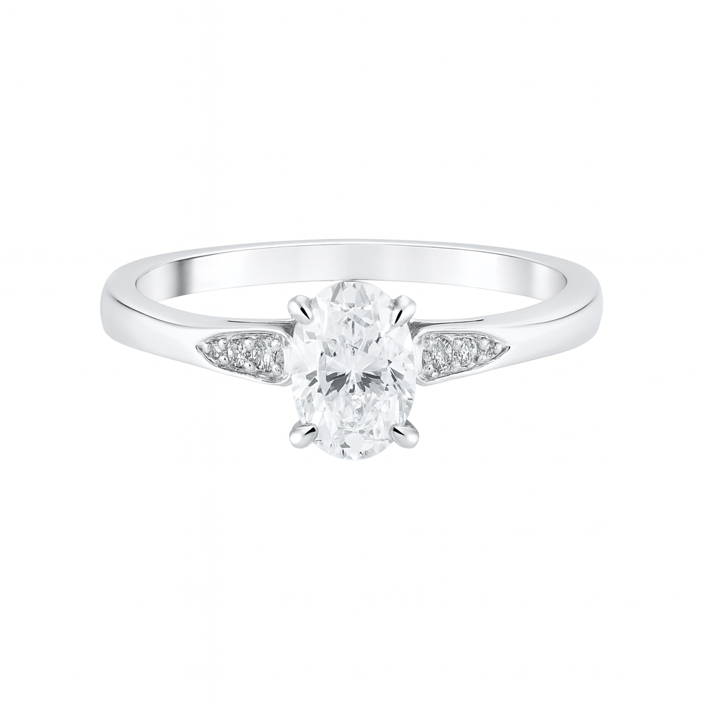 LAUPUR 14k hvítagulls einbaugur með 0.08 demöntum