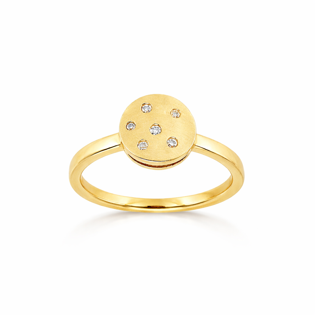 Gullhringur 14kt með 0.1ct demöntum