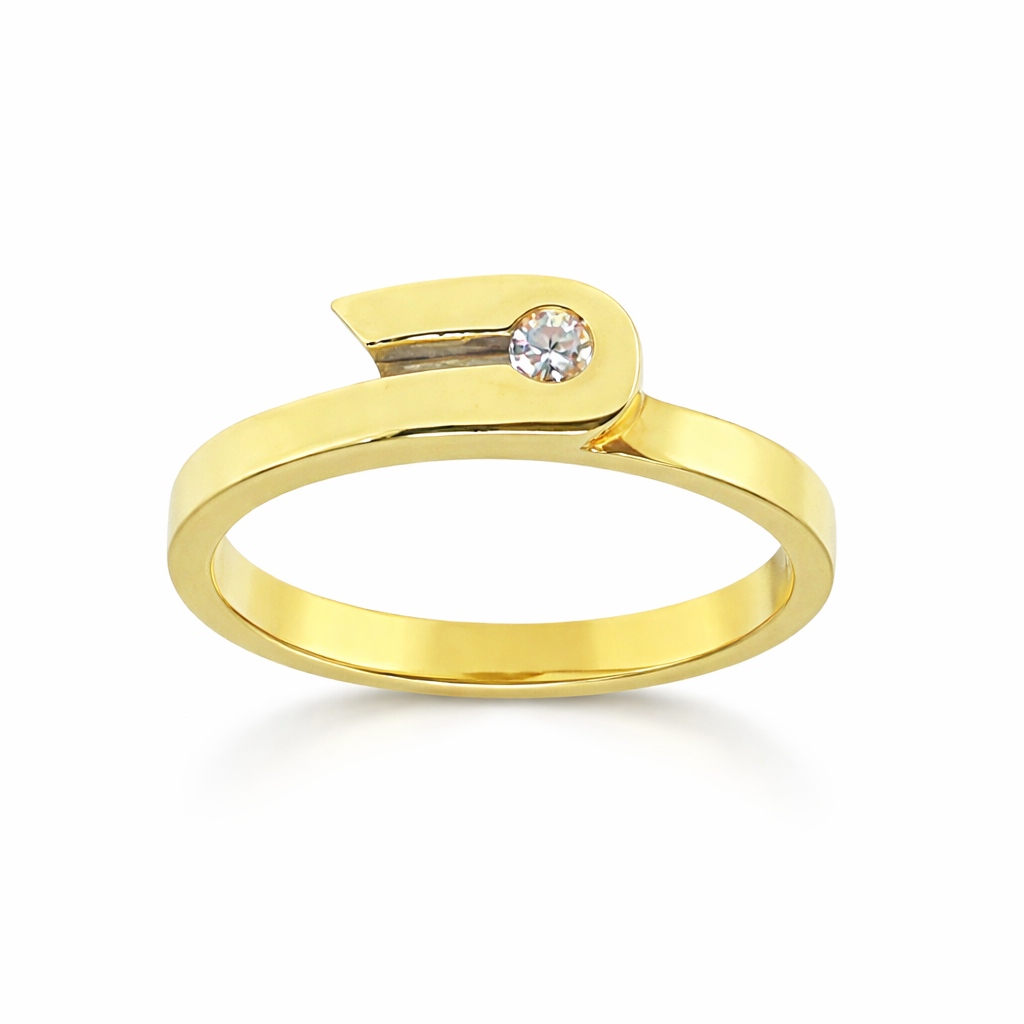 Gullhringur 14kt með zirkonia