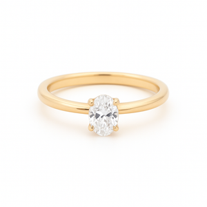 LAUPUR 14k gull einbaugur með 0.5ct Oval demanti