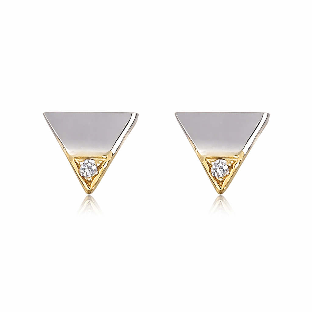 Gullog hvítagullseyrnalokkar 14kt með 0.09ct demöntum