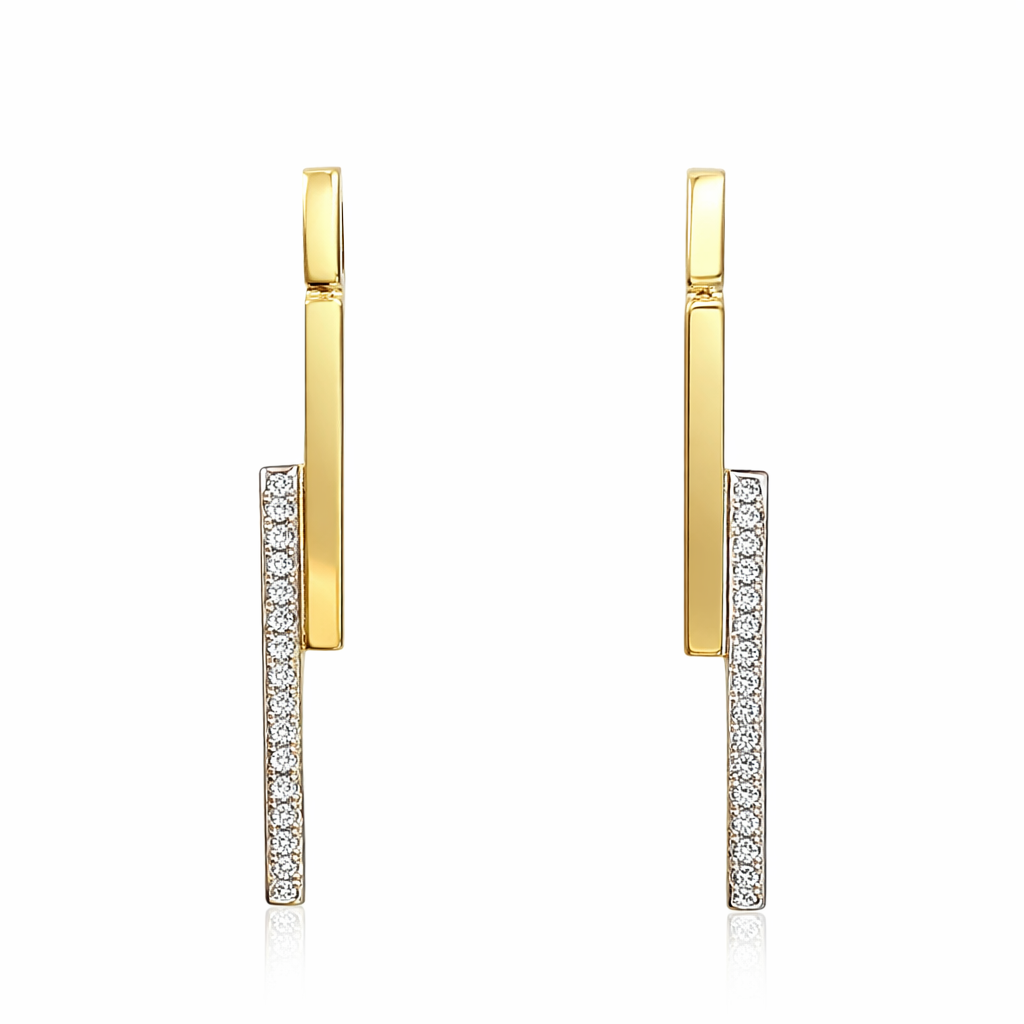 Gulleyrnalokkar 14kt með 0.06ct demöntum