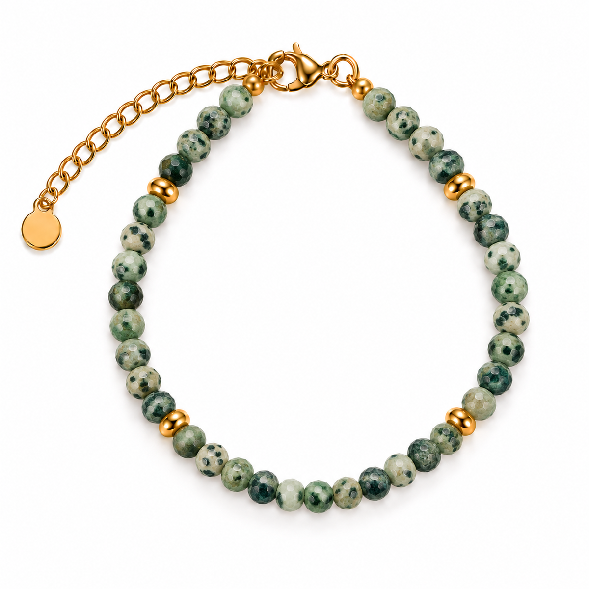 MIRA Gem gyllt steinaarmband | Green Spot Jasper