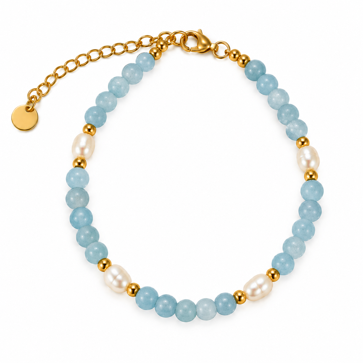 OCEANIA Ivy armband með ferskvatnsperlum | Aquamarine