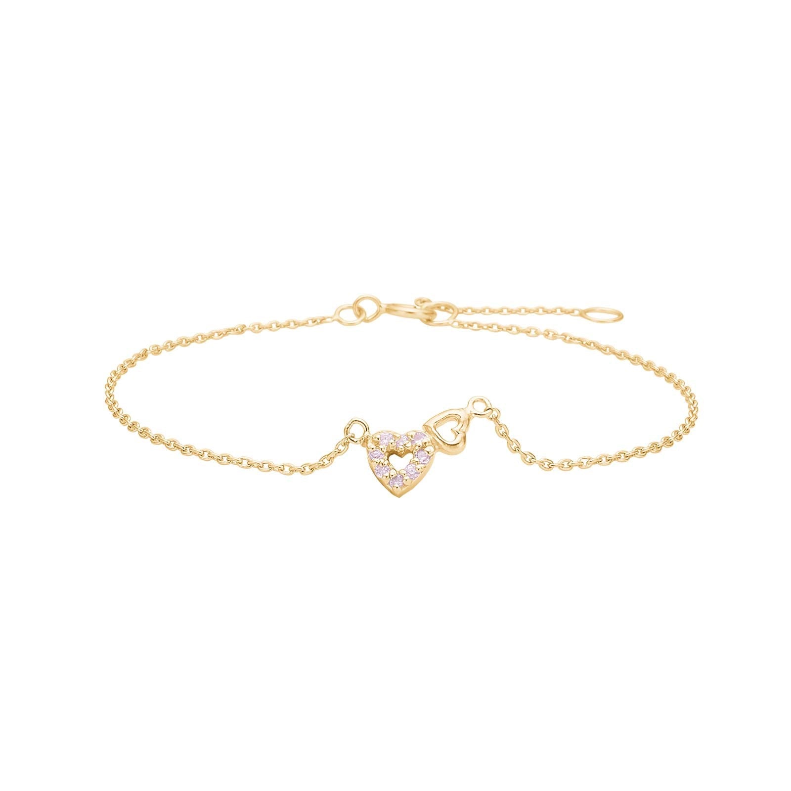 NOA Kids Heart gyllt silfurarmband með ljósbleikum zirkonia ●355918