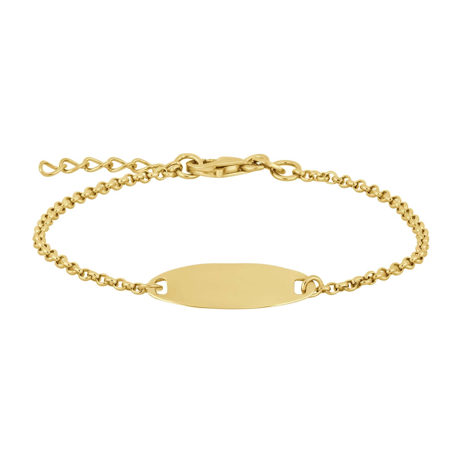 NOA Kids gyllt silfurarmband með plötu fyrir áletrun