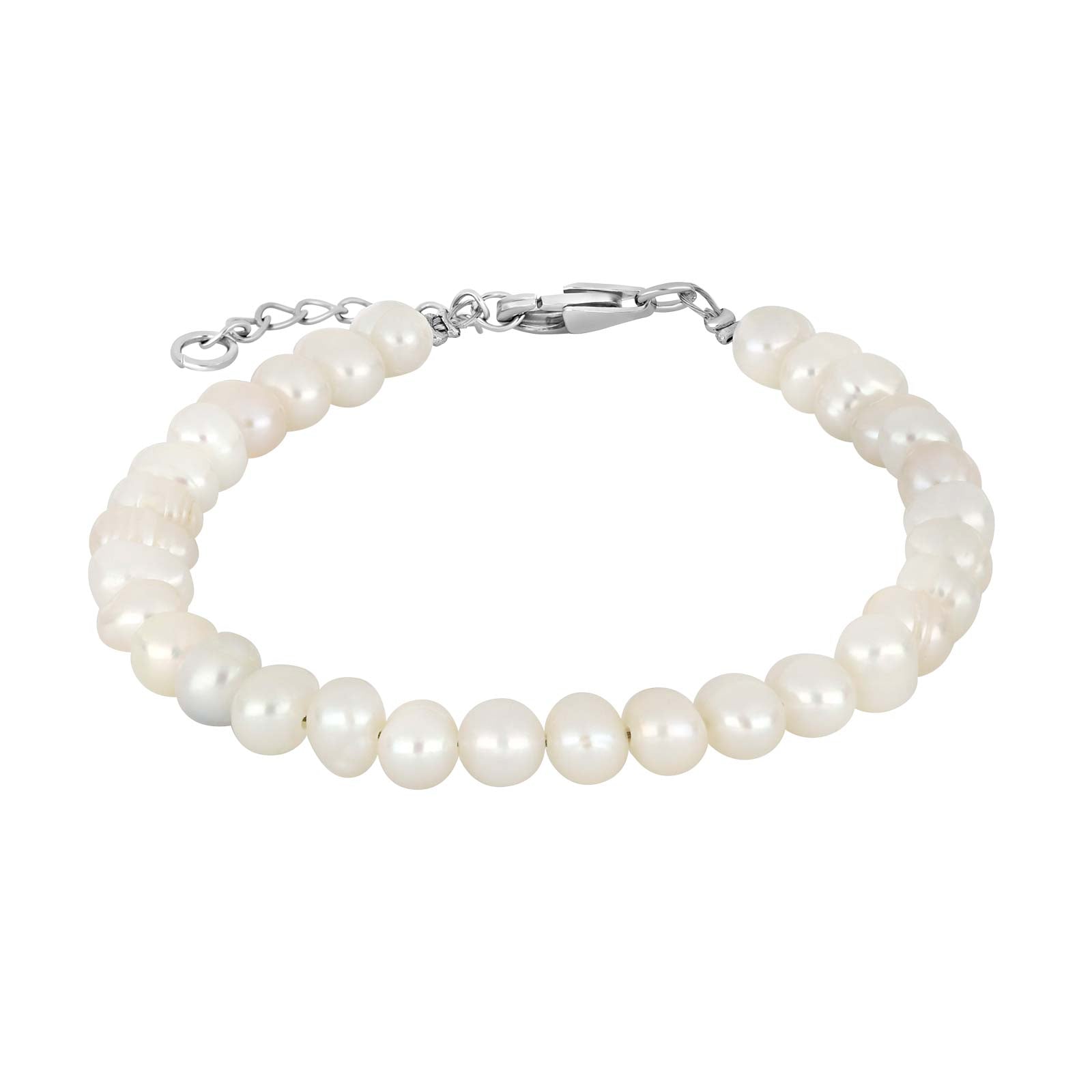 Perluarmband 4mm með silfurlás