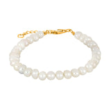 NORDAHL Perluarmband 4mm með gylltum silfurlás ●015900