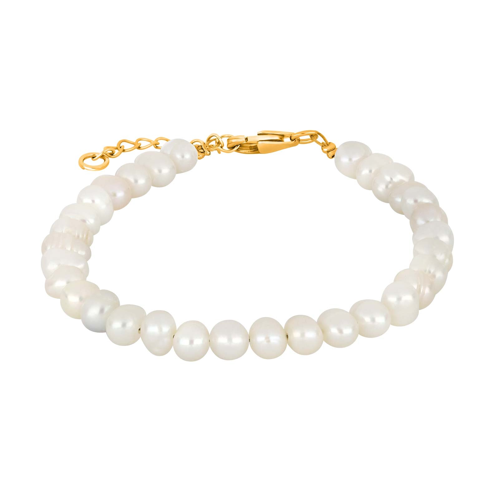 Perluarmband 4mm með gylltum silfurlás