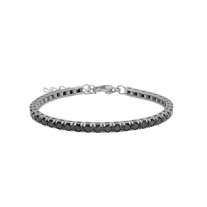 SON Steel tennis bracelet with black zirconia ●712700