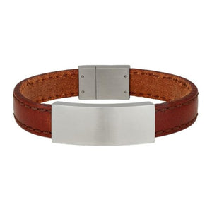 SON brúnt herraarmband með plötu fyrir áletrun ●897 017