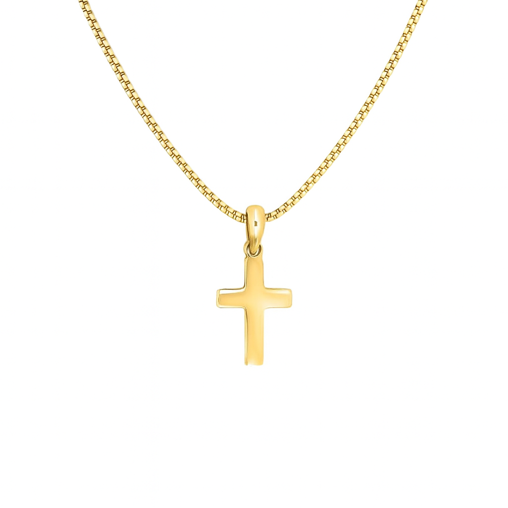 Gylltur silfurkross með keðju 13mm