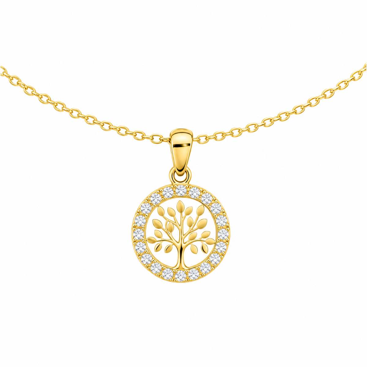 ASTORÍA Bethany gold-plated necklace with zirconia stones - Tree Of Life