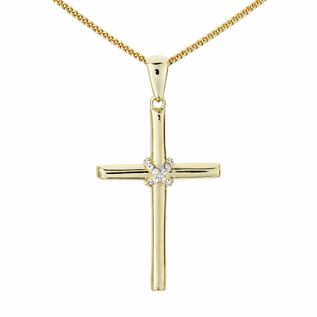 Gullkross 14kt með zirkonia