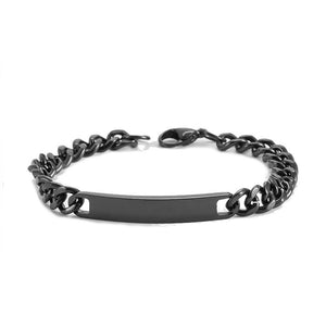 MIRA Cuban svart armband með plötu fyrir áletrun