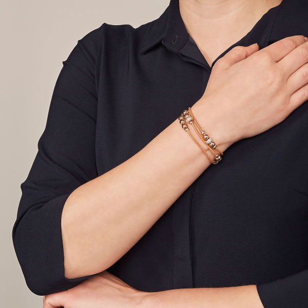 FOSSIL Nude Multi Strand rósagyllt leðurarmband JA6539