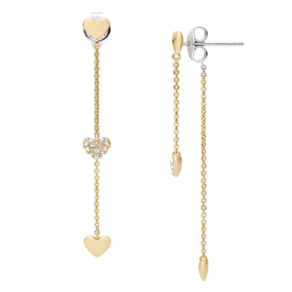 FOSSIL Sutton Heartebeat gylltir eyrnalokkar