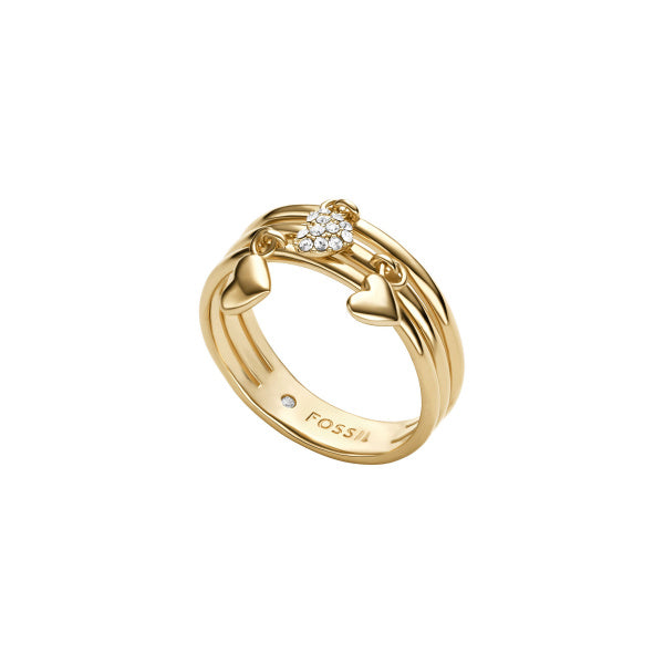 FOSSIL Sutton Heartbeat gylltur hringur með zirkonia JA7304